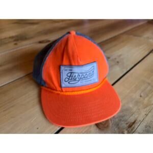 Fish Pond Fly Fishing Co Trucker Snap back hat. Orange. Grey. Unisex. Adjustable